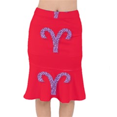 Illustrated Zodiac Red Star Purple Mermaid Skirt by Mariart