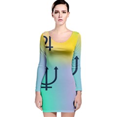 Illustrated Zodiac Star Long Sleeve Velvet Bodycon Dress by Mariart