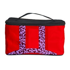 Illustrated Zodiac Red Purple Star Polka Dot Grey Cosmetic Storage Case by Mariart