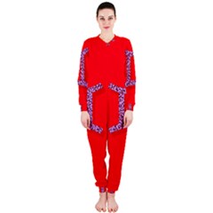 Illustrated Zodiac Red Purple Star Polka Dot Grey Onepiece Jumpsuit (ladies) 