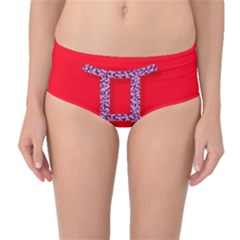 Illustrated Zodiac Red Purple Star Polka Dot Grey Mid-waist Bikini Bottoms by Mariart