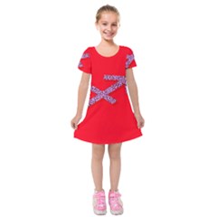 Illustrated Zodiac Star Red Purple Kids  Short Sleeve Velvet Dress by Mariart