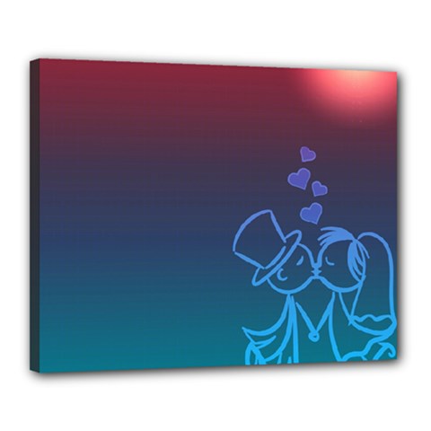 Love Valentine Kiss Purple Red Blue Romantic Canvas 20  X 16  by Mariart