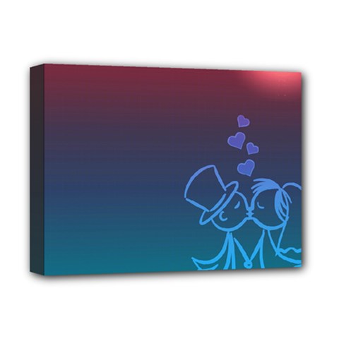 Love Valentine Kiss Purple Red Blue Romantic Deluxe Canvas 16  X 12  