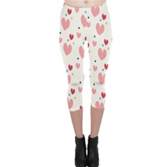 Love Heart Pink Polka Valentine Red Black Green White Capri Leggings  by Mariart