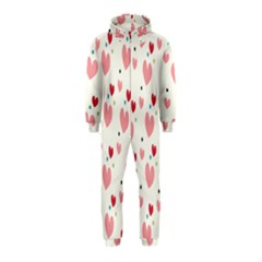 Love Heart Pink Polka Valentine Red Black Green White Hooded Jumpsuit (kids) by Mariart