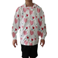 Love Heart Pink Polka Valentine Red Black Green White Hooded Wind Breaker (kids) by Mariart