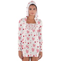 Love Heart Pink Polka Valentine Red Black Green White Women s Long Sleeve Hooded T-shirt