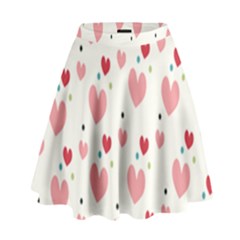 Love Heart Pink Polka Valentine Red Black Green White High Waist Skirt