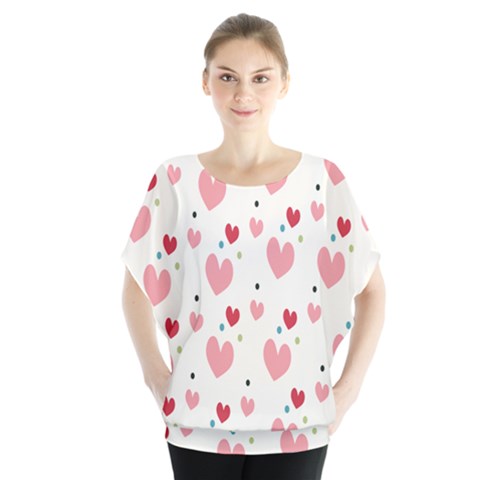 Love Heart Pink Polka Valentine Red Black Green White Blouse by Mariart