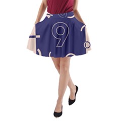 Number 9 Blue Pink Circle Polka A-line Pocket Skirt by Mariart
