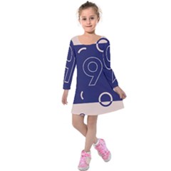 Number 9 Blue Pink Circle Polka Kids  Long Sleeve Velvet Dress by Mariart