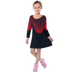 Normal Field Of An Elliptic Paraboloid Red Kids  Long Sleeve Velvet Dress by Mariart