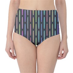 Pencil Stationery Rainbow Vertical Color High-waist Bikini Bottoms by Mariart