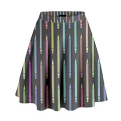 Pencil Stationery Rainbow Vertical Color High Waist Skirt by Mariart