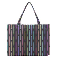 Pencil Stationery Rainbow Vertical Color Medium Zipper Tote Bag