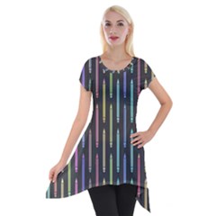 Pencil Stationery Rainbow Vertical Color Short Sleeve Side Drop Tunic by Mariart