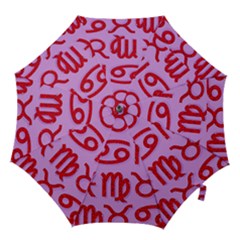 Illustrated Zodiac Red Purple Star Hook Handle Umbrellas (medium)