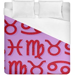 Illustrated Zodiac Red Purple Star Duvet Cover (king Size) by Mariart