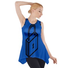 Padlock Love Blue Key Side Drop Tank Tunic by Mariart