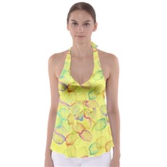 Watercolors On A Yellow Background                    Babydoll Tankini Top by LalyLauraFLM