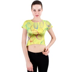 Watercolors On A Yellow Background                Crew Neck Crop Top by LalyLauraFLM