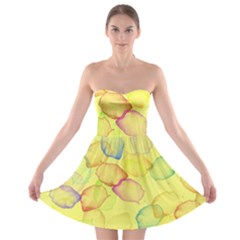 Watercolors On A Yellow Background                Strapless Bra Top Dress by LalyLauraFLM