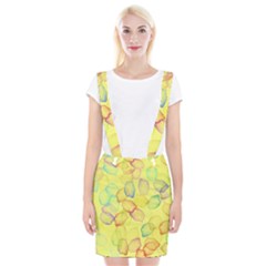 Watercolors On A Yellow Background                    Braces Suspender Skirt by LalyLauraFLM