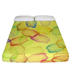 Watercolors On A Yellow Background               Fitted Sheet (king Size) by LalyLauraFLM