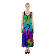 Colorful strokes on a black background               Full Print Maxi Dress