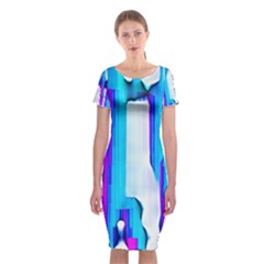 Blue Watercolors         Classic Short Sleeve Midi Dress by LalyLauraFLM