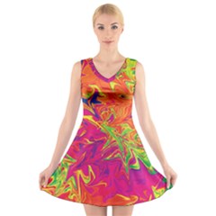 Colors V-Neck Sleeveless Skater Dress