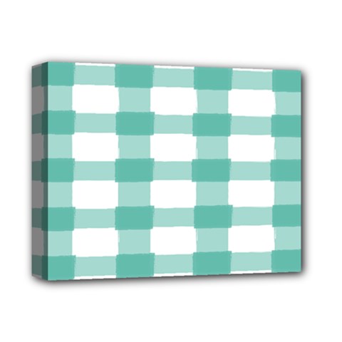 Plaid Blue Green White Line Deluxe Canvas 14  X 11  by Mariart