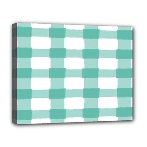 Plaid Blue Green White Line Deluxe Canvas 20  X 16  