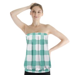 Plaid Blue Green White Line Strapless Top by Mariart