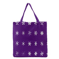 Purple Flower Floral Star White Grocery Tote Bag by Mariart