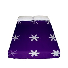 Purple Flower Floral Star White Fitted Sheet (full/ Double Size) by Mariart