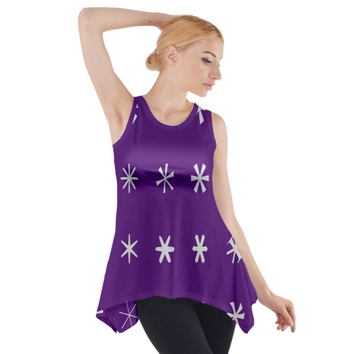 Purple Flower Floral Star White Side Drop Tank Tunic