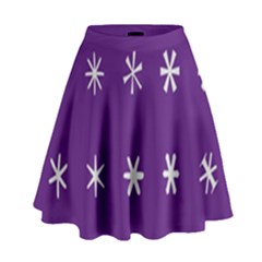 Purple Flower Floral Star White High Waist Skirt by Mariart