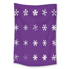 Purple Flower Floral Star White Large Tapestry