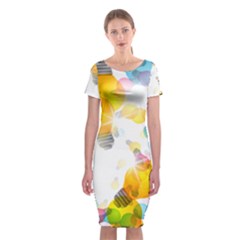 Lamp Color Rainbow Light Classic Short Sleeve Midi Dress by Mariart