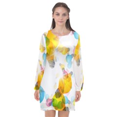 Lamp Color Rainbow Light Long Sleeve Chiffon Shift Dress  by Mariart