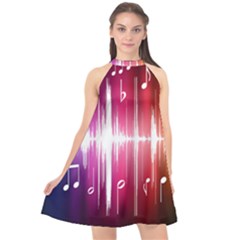 Music Data Science Line Halter Neckline Chiffon Dress 