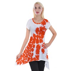 Red Spot Paint Short Sleeve Side Drop Tunic