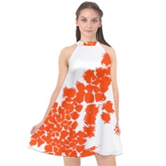 Red Spot Paint Halter Neckline Chiffon Dress 