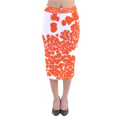 Red Spot Paint White Polka Velvet Midi Pencil Skirt by Mariart