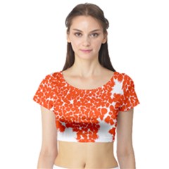 Red Spot Paint White Short Sleeve Crop Top (tight Fit)