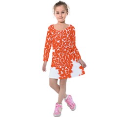 Red Spot Paint White Kids  Long Sleeve Velvet Dress