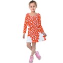 Red Spot Paint White Kids  Long Sleeve Velvet Dress View1