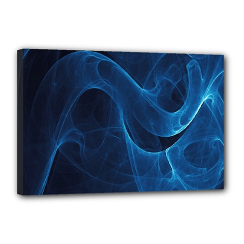 Smoke White Blue Canvas 18  X 12  by Mariart